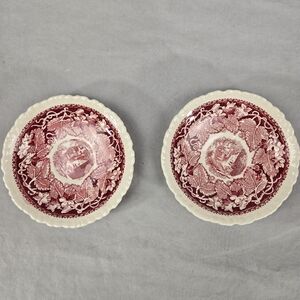 2 Mason's Patent Ironstone China Red Pattern Vista England 5" Saucer Plate